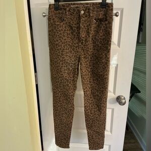 American Eagle Outfitters Brown Skinny Jeans with Animal Print